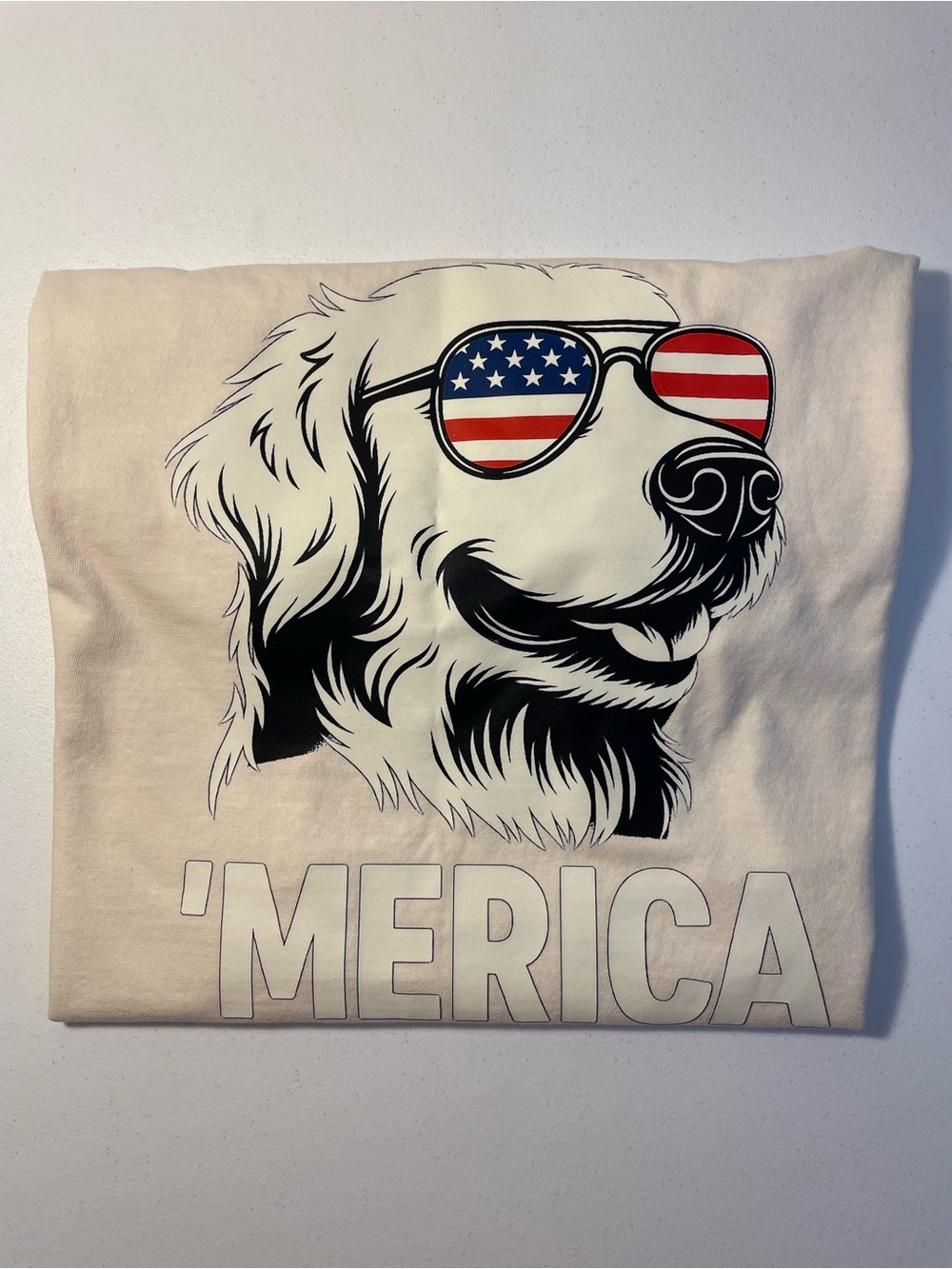 Comfort Colors Golden Retriever Merica Graphic Tee L Ivory